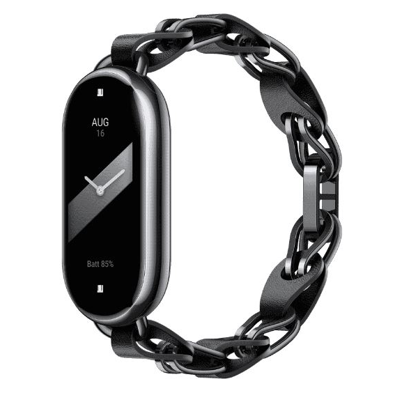 Xiaomi Xiaomi | Smart Band 8 Chain Strap | Fits wrists 135-200 mm | Black | Stainless steel, calfskin leather | Wrist strap for activity tracker - chain (BHR7303GL)-0