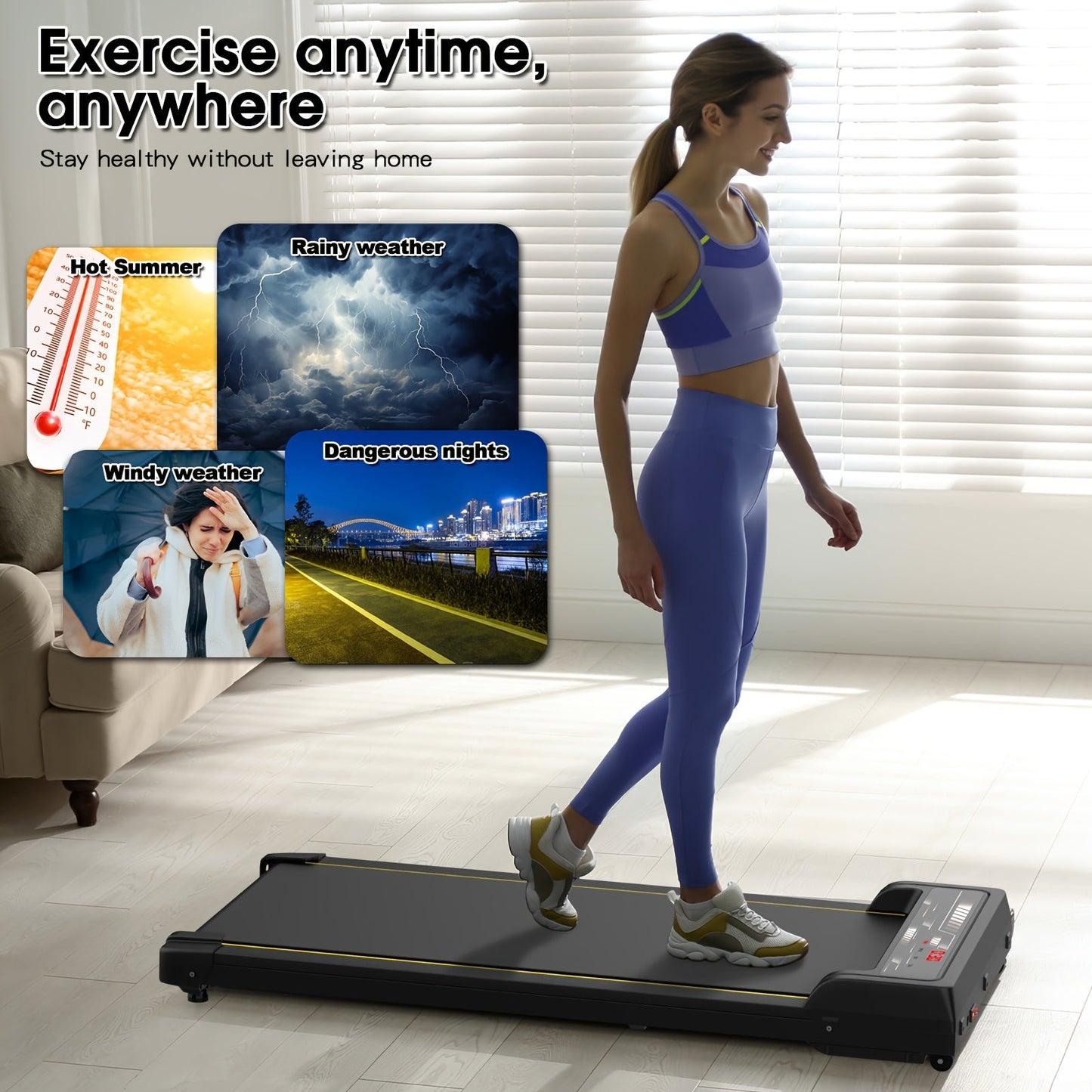 NNETM Under Desk Walking Pad - Home Gym Office Fitness Equipment(Black)-4