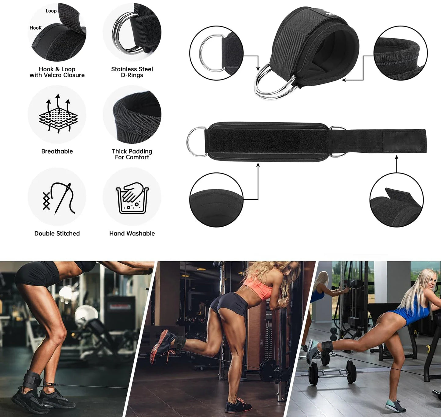 NNEOBA Ankle Resistance Bands Set for Leg and Butt Training-4