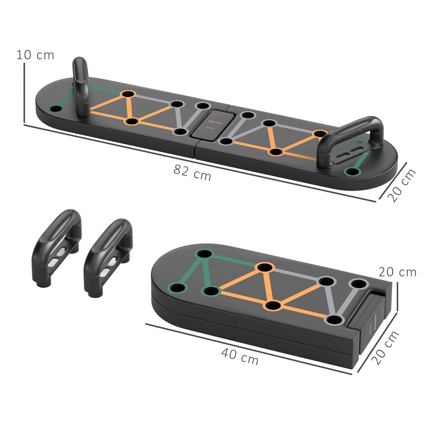 Foldable Push Up Board, 11-in-1 Press Up Board, Portable Pushup Stand with Non-slip Pads, Multi-function Home Gym Equipment for Arm, Shoulder, Chest Muscle Training Fitness, Black-2