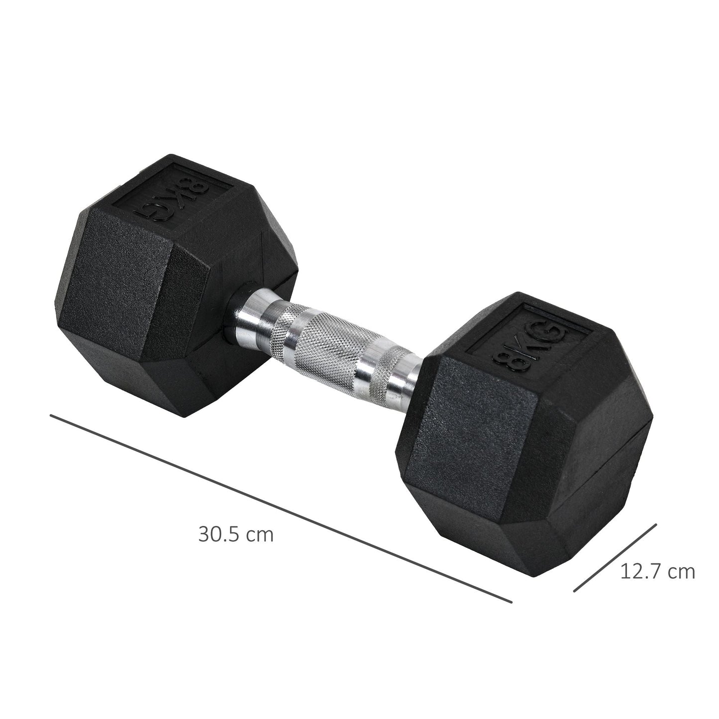 Set of 2 Rubber Hex Dumbbells 8kg - Non Rolling Fitness Weights-2