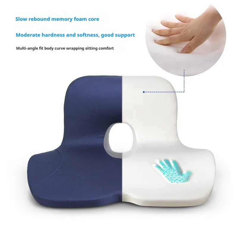 L-Shaped Memory Foam Seat Cushion Ergonomic Hip Lumbar Support Blue-2
