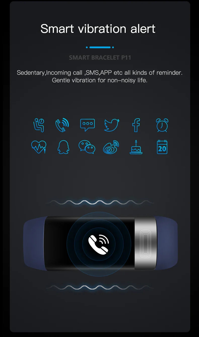 NNEOBA ECG PPG Smart Wristband Fitness Tracke Blue-2