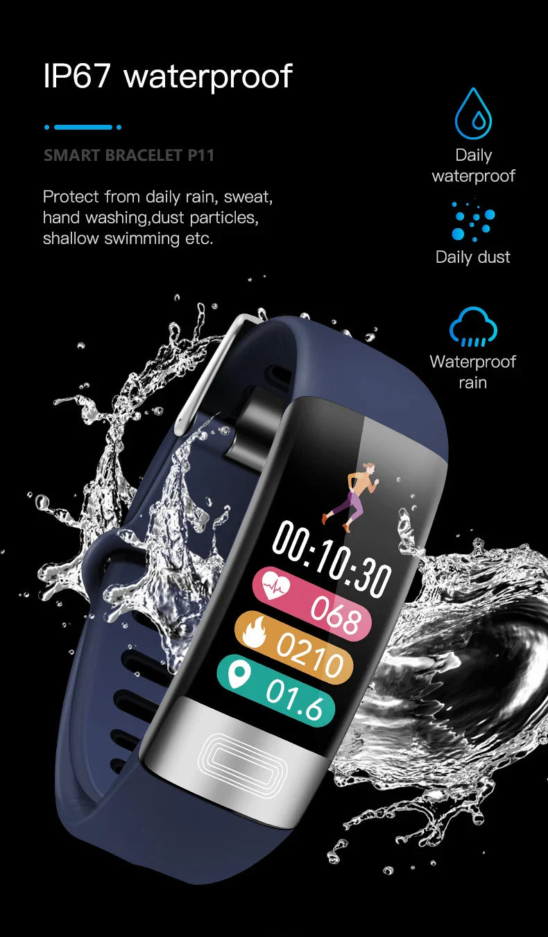 NNEOBA ECG PPG Smart Wristband Fitness Tracke Blue-3