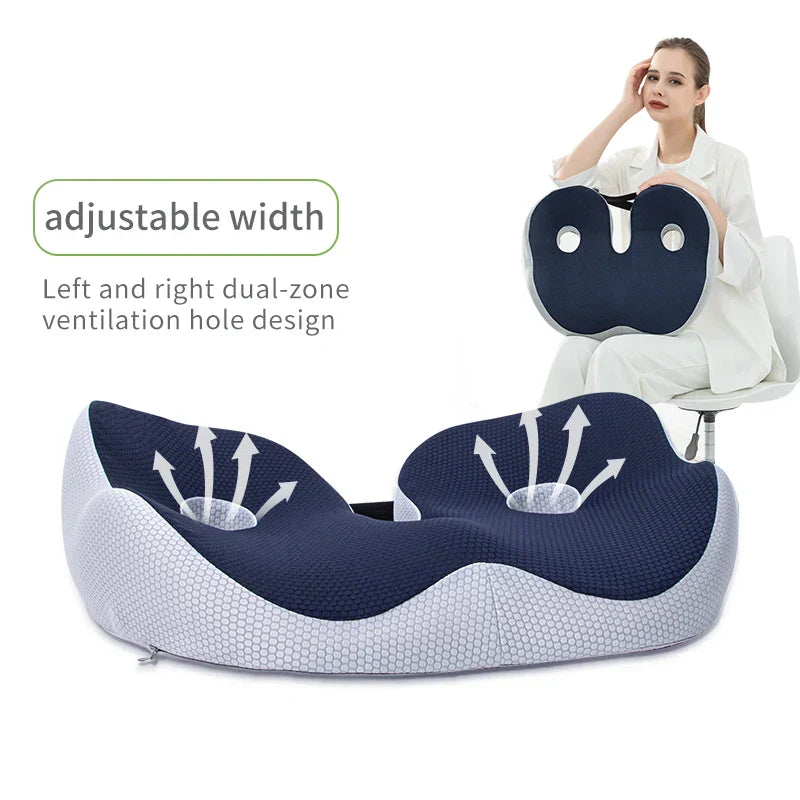 Memory Foam Sit Bone Relief Cushion Ergonomic Support Blue-4