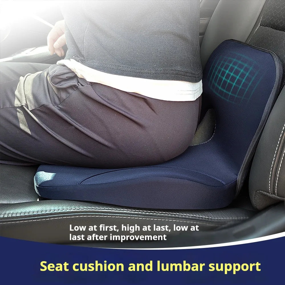 L-Shaped Memory Foam Seat Cushion Ergonomic Hip Lumbar Support Blue-1