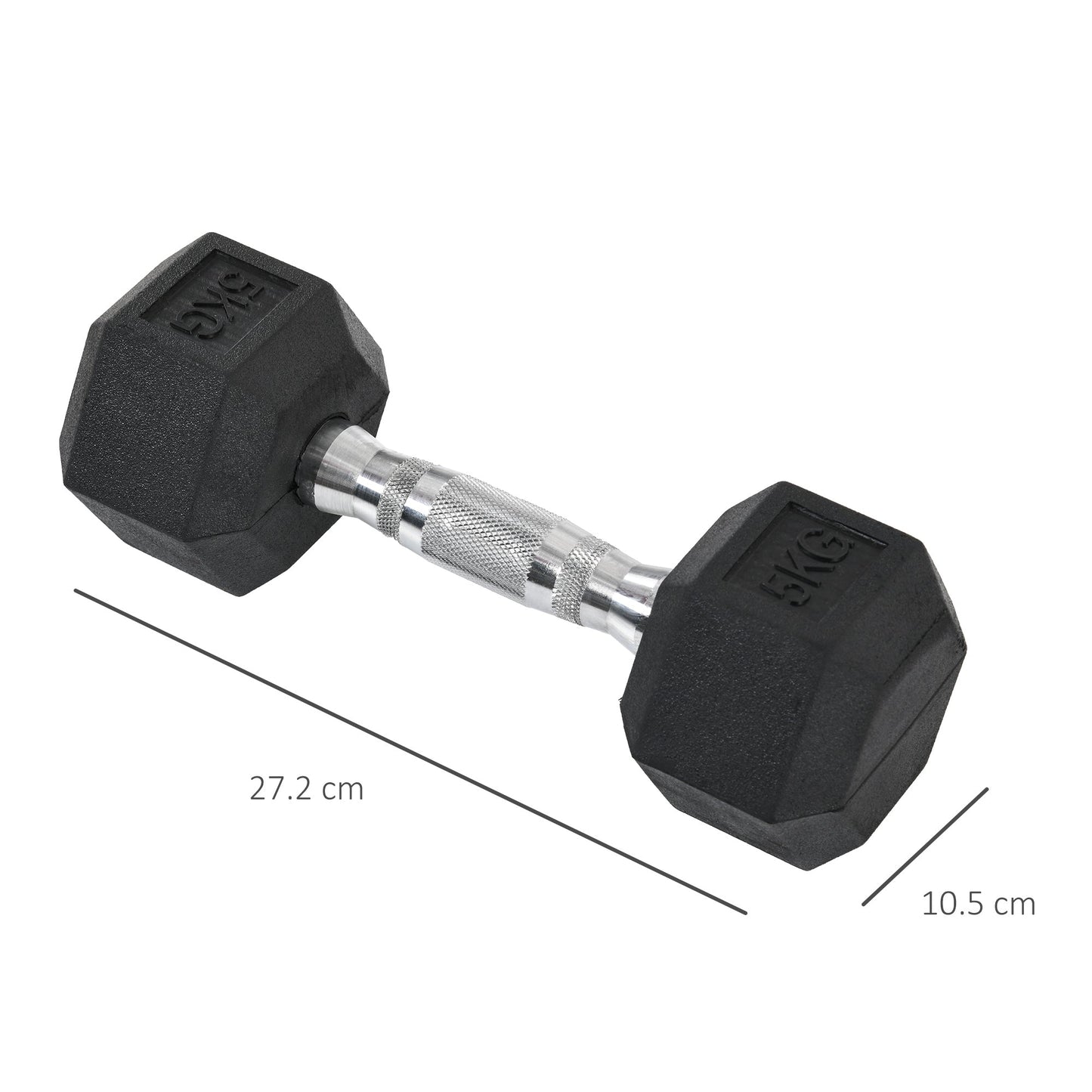 Set of 2 Rubber Hex Dumbbells 5kg - Non-Roll Fitness Weights-2