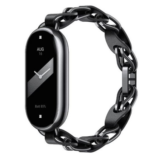 Xiaomi Xiaomi | Smart Band 8 Chain Strap | Fits wrists 135-200 mm | Black | Stainless steel, calfskin leather | Wrist strap for activity tracker - chain (BHR7303GL)-0