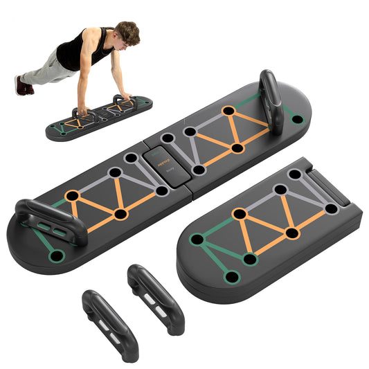 Foldable Push Up Board, 11-in-1 Press Up Board, Portable Pushup Stand with Non-slip Pads, Multi-function Home Gym Equipment for Arm, Shoulder, Chest Muscle Training Fitness, Black-0