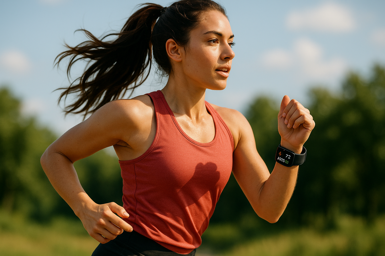 smart watch and woman running